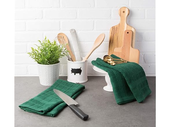 DII Basic Terry Collection Windowpane Dishtowel Set