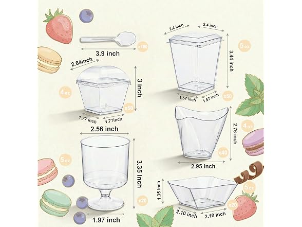 WELLIFE Dessert Cups W/ Lids and Spoons