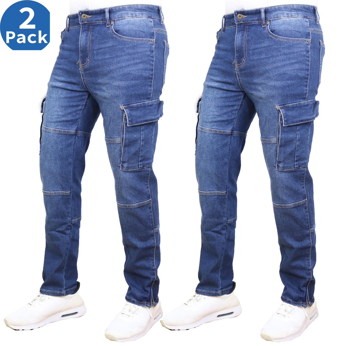 Men's Stretch Cargo Denim Jeans (30-42) - Gallery 36