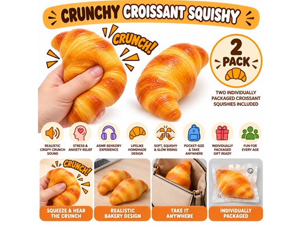 Croissant Crunch Squishy 2-Pk