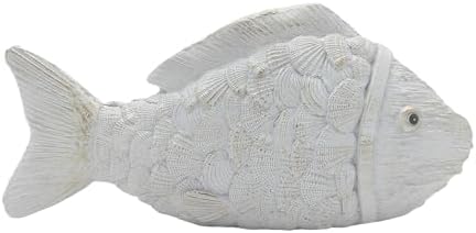 Sandstone Bodied Shell Fish Decoration- Blue Seashell Fish - Gallery 5