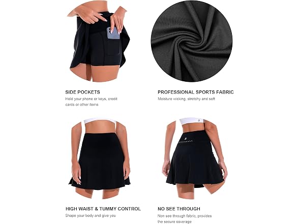 1a1a Women (L) Athletic High Waited Pockets Skirts