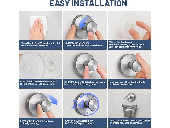 Xikelooy 4Pcs Suction Cup Hooks