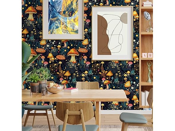 MAGAFA Fairytale Mushroom Peel & Stick Wallpaper