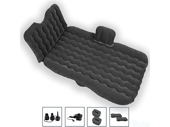 Zone Tech TA0003 Inflatable Car Travel Air Mattress Black