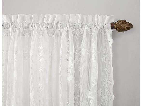 No. 918 Alison Floral Lace Sheer Rod Pocket Curtain Panel