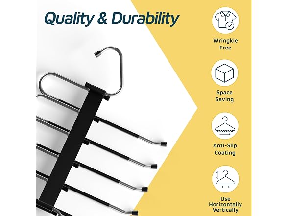 Black Space Saving Pants Hangers 4 Pack