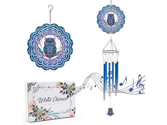 Wind Chimes with Owl Wind Spinner