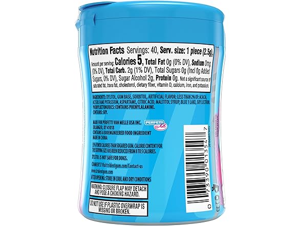 40CT Trident Vibes Sugar-Free Gum, Cotton Candy