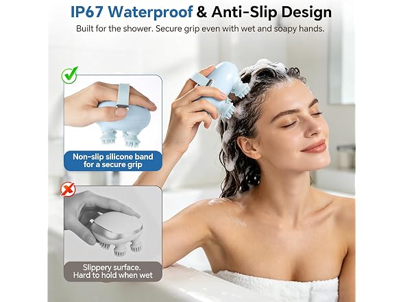 Scalp Massager, Waterproof Head