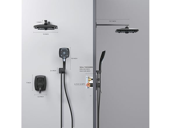 ELLO&ALLO ELLO&ALLO Matte Black Bathroom Shower Faucet S