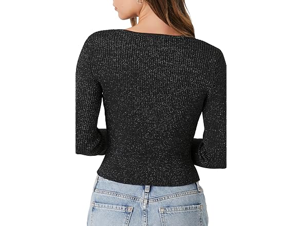 Forever 21 (L) Glitter Sweater-Knit Crop Top