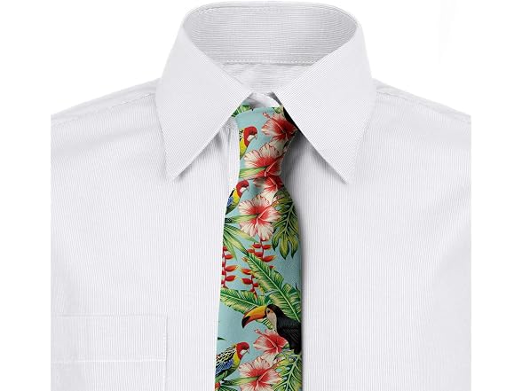 Ambesonne Men (3.7") Tie Hibiscus Parrot Toucan