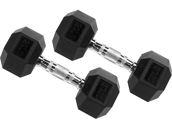 20lbs Pair Hex Dumbbells Rubber Coated Hand Weights