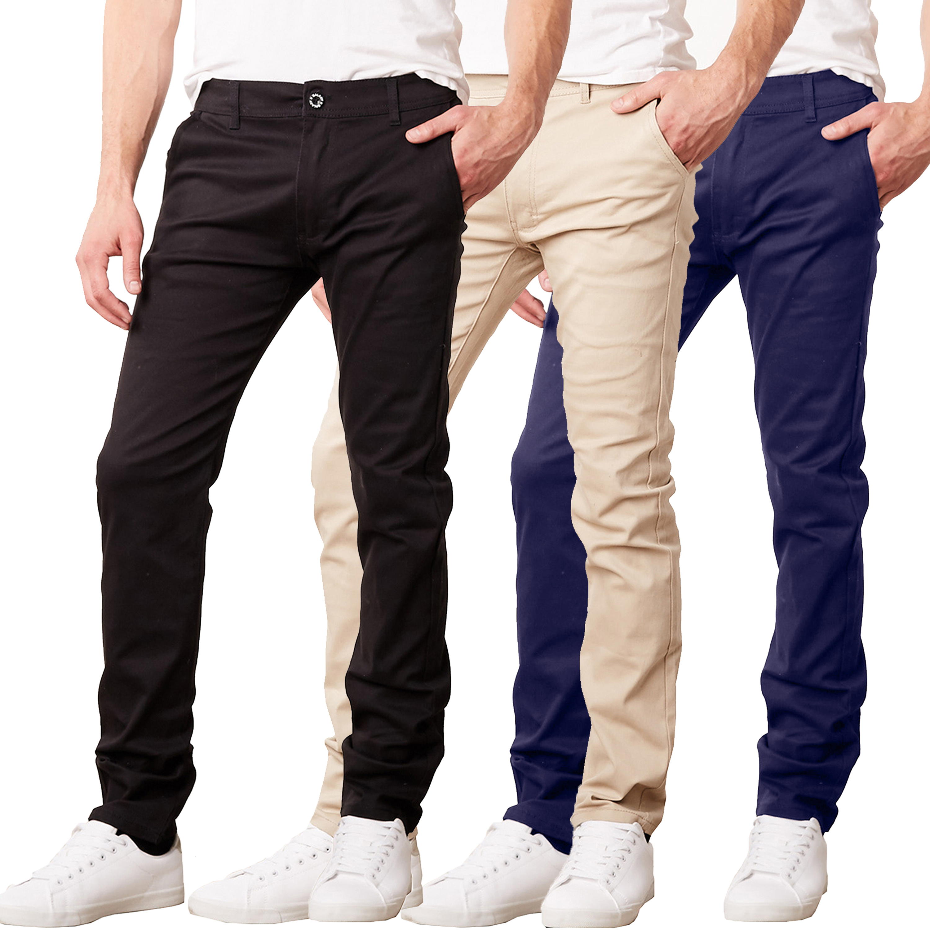 3Pk Mens Flat Front Stretch Chino Pants - Gallery 8