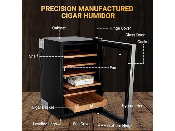 70L Electric Cigar Humidor Cabinet Cedar Shelves