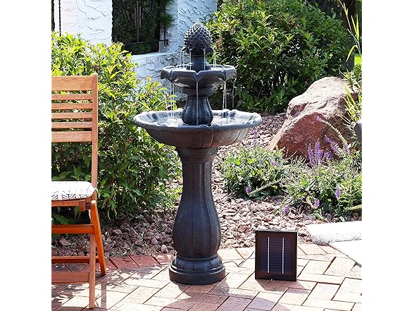 Sunnydaze Pineapple 46-Inch 2-Tier Outdoor Solar Fountain