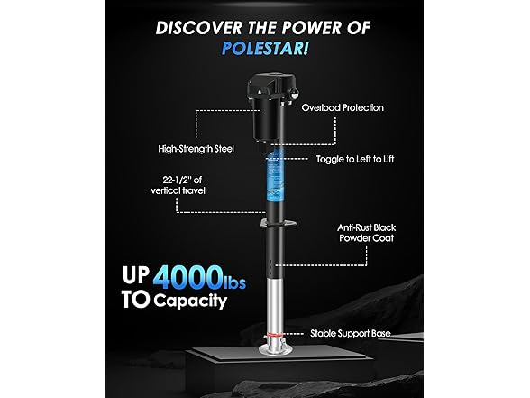 POLESTAR Electric Trailer Jack | 9-27in Lift