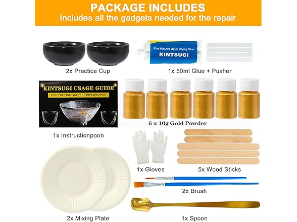 deuvuo Kintsugi Repair Kit Gold
