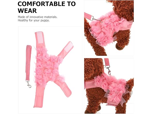 POPETPOP Dog Leash and Harness for Girls,Cut