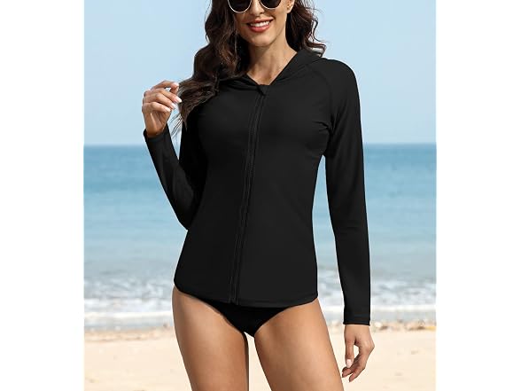 BesserBay Women (L) Half Zipper Rashguard Rash Top