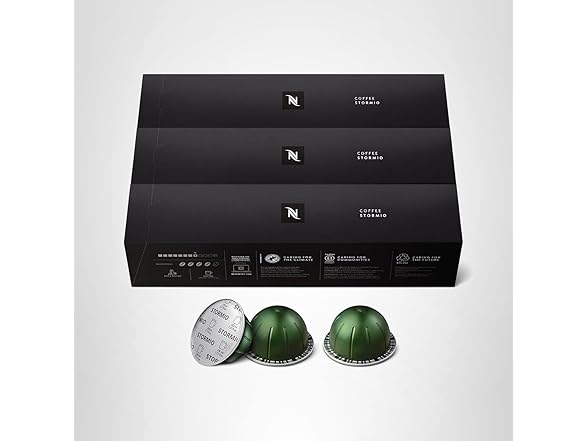 30Ct Nespresso Capsules Vertuo, Stormio, Dark Roast