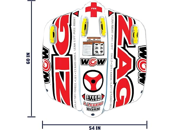 WOW Sports Zig Zag Towable Inflatable Tube, Multi
