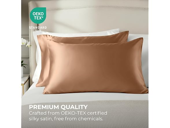 Pure Bedding Satin Pillowcase, 2 Pack
