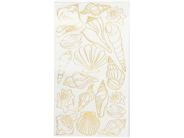 Ceramic Tray and 20 Absorbent 3-Ply Paper Napkins Gold Shells