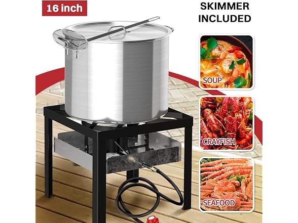 100QT Seafood Boiling Kit w/ Cover & 16" Skimmer