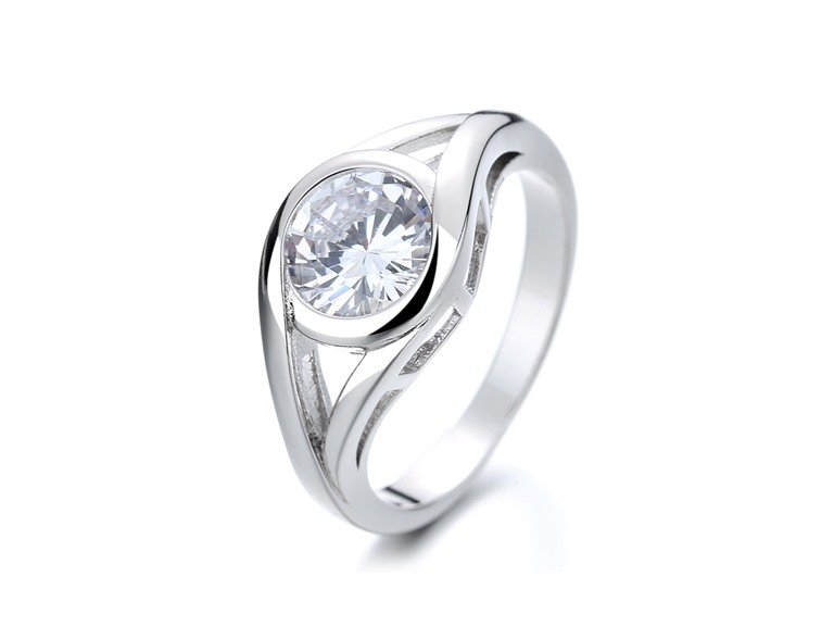 AAA IGT-DAAS-DRBS7131-6 6 Sterling Silver Bezel Crystal Ring 