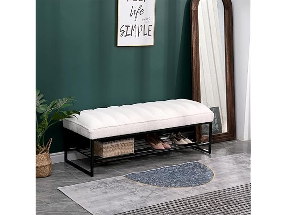 LKJYBG Sherpa Upholstered Bench