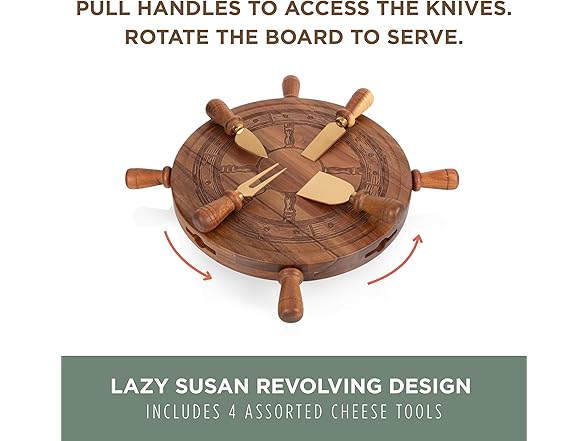 PICNIC TIME Helmsman Lazy Susan Cheese Board 