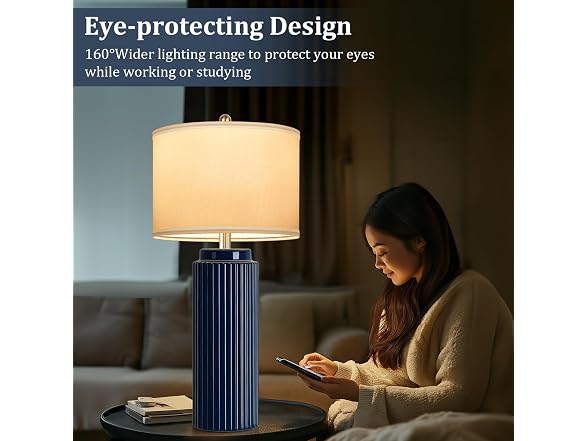 TOBUSA HKRC-TL-TB0311-BU-2 Dark Blue Ceramic Table Lamps