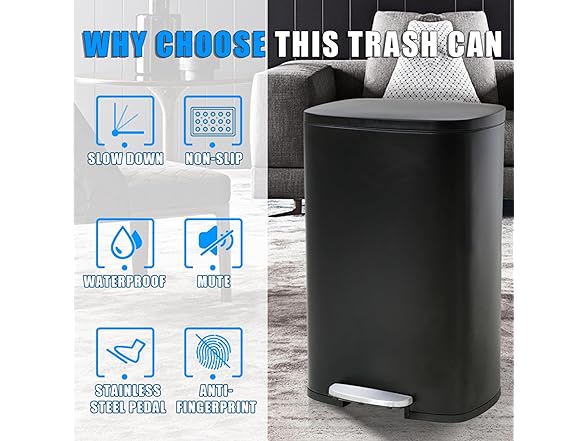 Milo Modern 13 Gallon Metal Household Trash Can