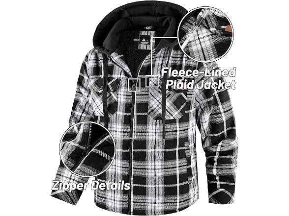 Men's Hoodie Zip Up Flannel Jacket