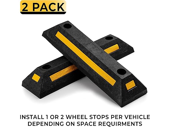 Zone Tech TS0006 Heavy Duty Rubber Parking Guide- 21" 2Pk