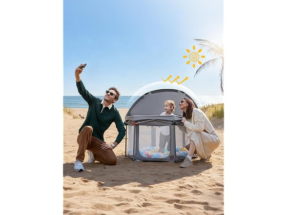 EVER ADVANCED Foldable Baby Playpen with 3cm Mat