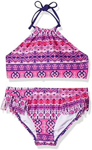 Kanu Surf Girls UPF 50+ Beach Sport Halter Bikini 2-Piece Swimsuit, Mahina Pink, 10