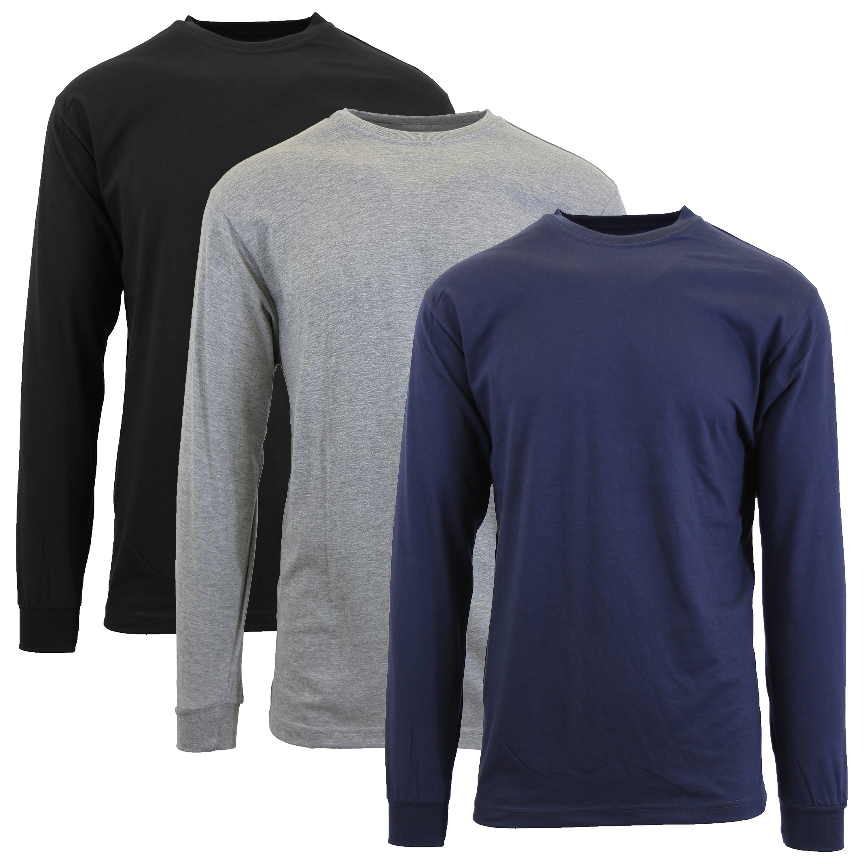 (3 or 6Pk) Mens L/S Crew Neck Solid Shirt - Gallery 20