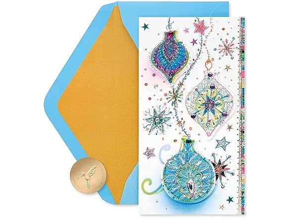 Papyrus Christmas Card w/ Colorful Ornament