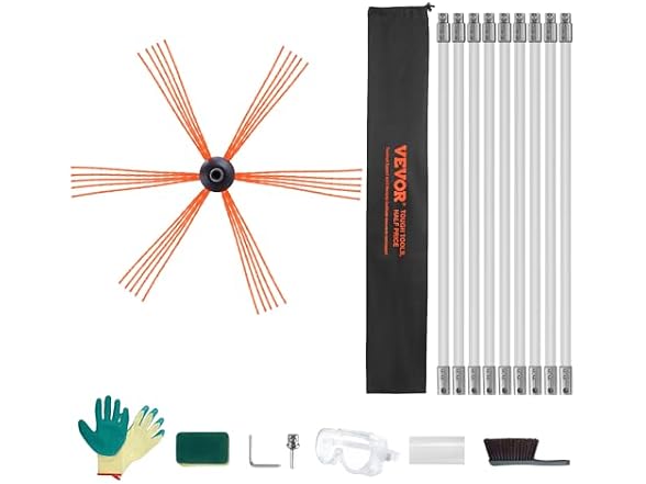 30 Feet Chimney Sweep Kit, w/ 9 Reinforced Nylon