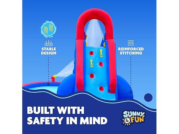 Sunny & Fun Inflatable Water Slide Park with Tunnel