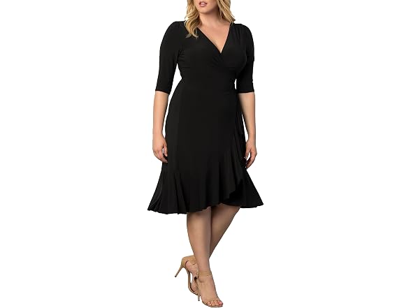 Kiyonna Women (XS) Whimsy Ruffled Midi Wrap Dress