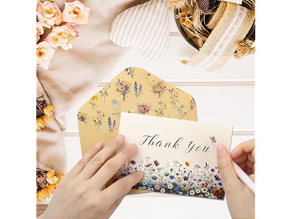 Vnaaem 24 Pack Wildflower Greeting Card