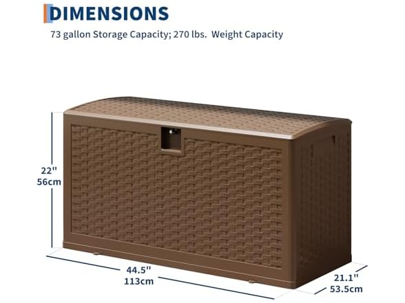 PrecisionAuto 73 Gallon Outdoor Storage Deck Box