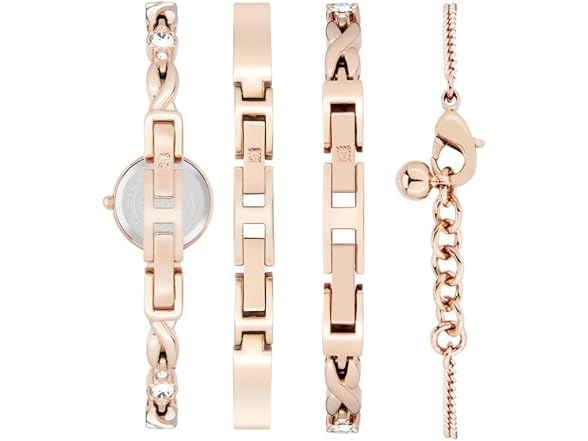 Anne Klein Women Rose Gold Watch & Bracelet Set - Gallery 4