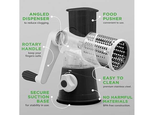 NutriChef 3 in 1 Cheese Grater & Shredder