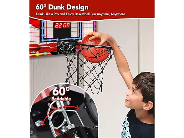 Over Door Mini Basketball Hoop w/ Lights