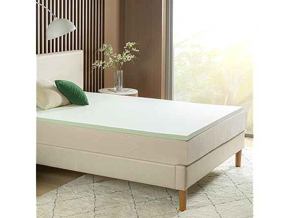 ZINUS 1.5" Green Tea Memory Foam Mattress Topper
